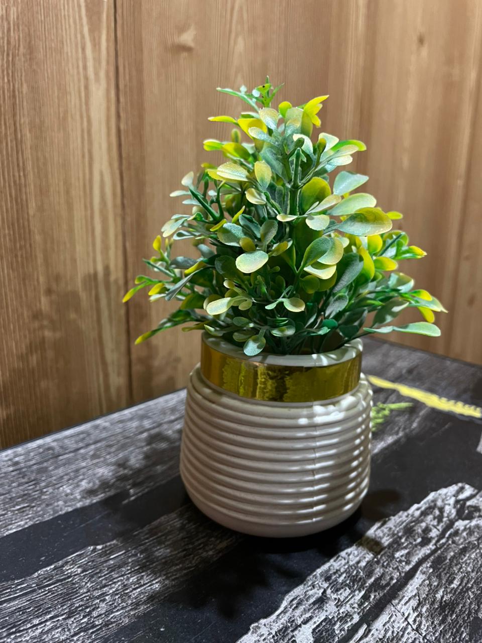 Elegant Artificial Green Plant in Ceramic Pot - Image 4