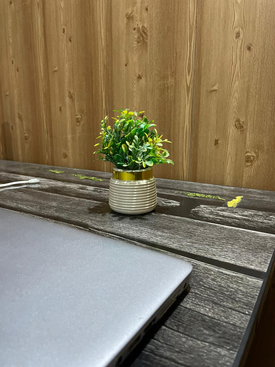 Elegant Artificial Green Plant in Ceramic Pot - Image 3