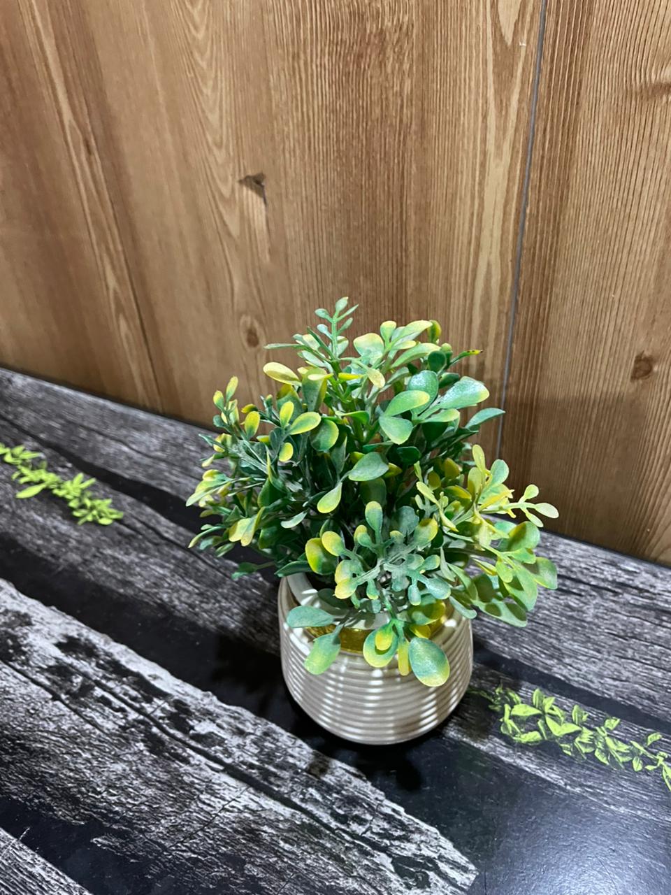 Elegant Artificial Green Plant in Ceramic Pot - Image 2